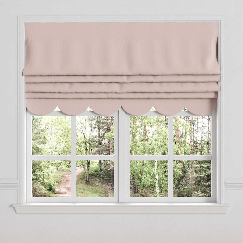 Flat Roman Shade in Classic Linen - Petal