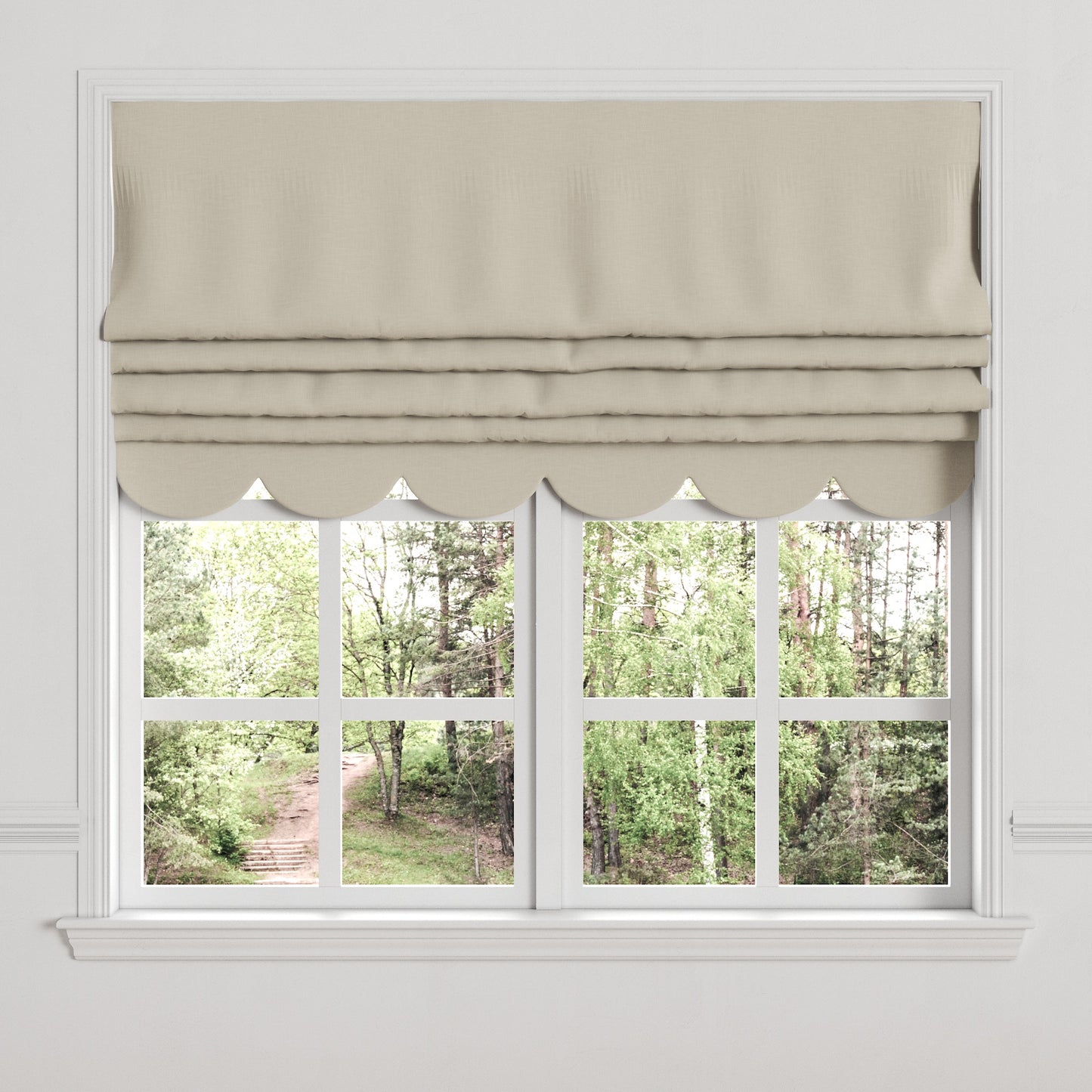 Flat Roman Shade in Classic Linen - Toast