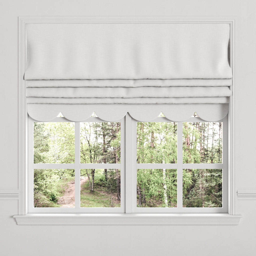 Flat Roman Shade in Classic Linen - White