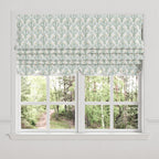 Flat Roman Shade in Cottage Flowers - Cool Blue