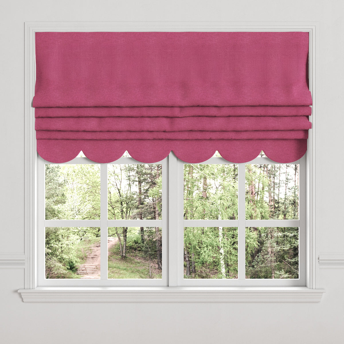 Flat Roman Shade in Lush Linen - Beet