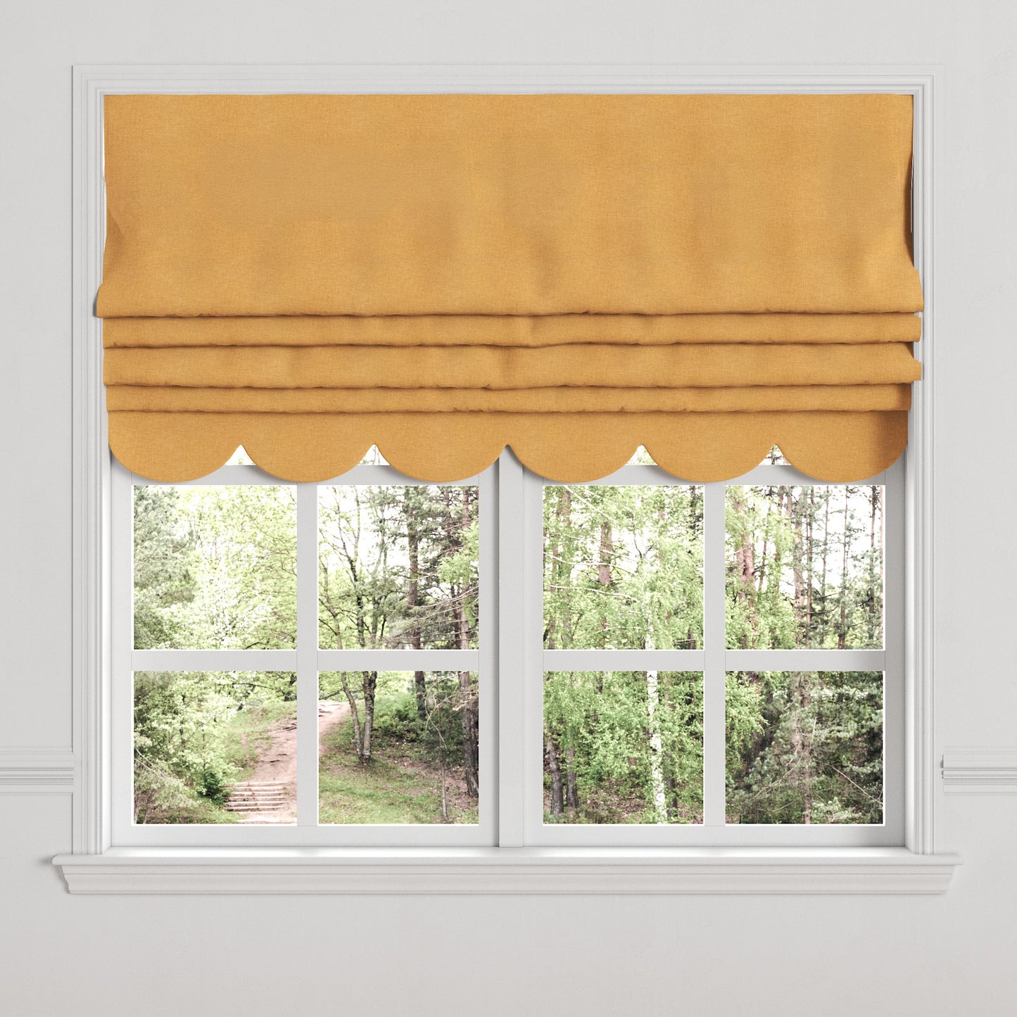 Flat Roman Shade in Lush Linen - Turmeric
