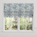 Flat Roman Shade in Country Toile - Sapphire
