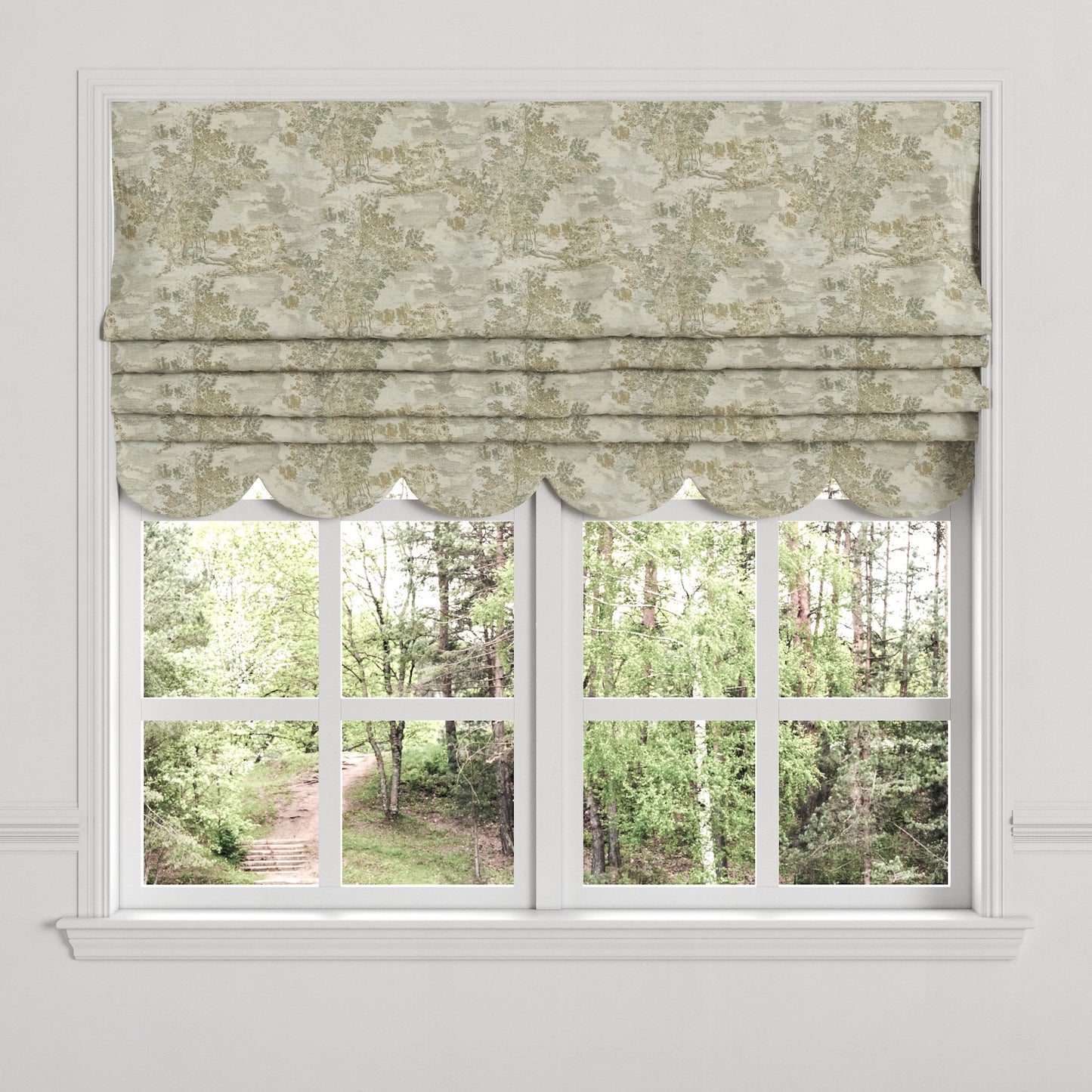 Flat Roman Shade in Country Toile - Ivy