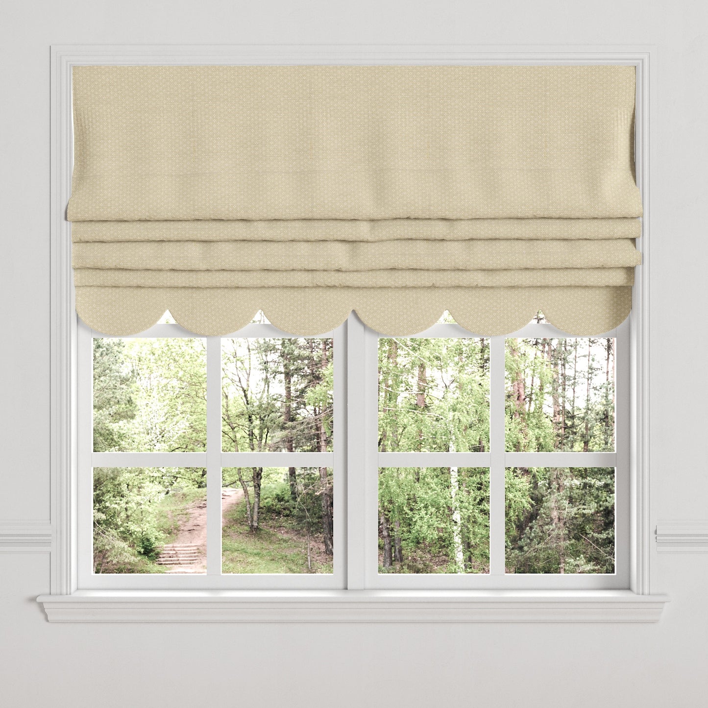 Flat Roman Shade in Ditsy - Latte