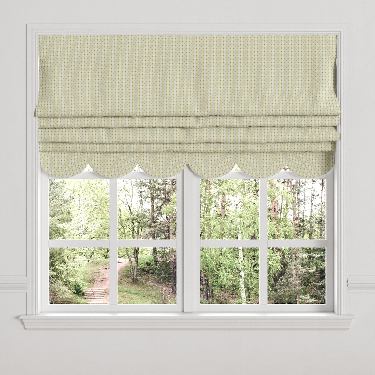 Flat Roman Shade in Luxe Gingham - Butter