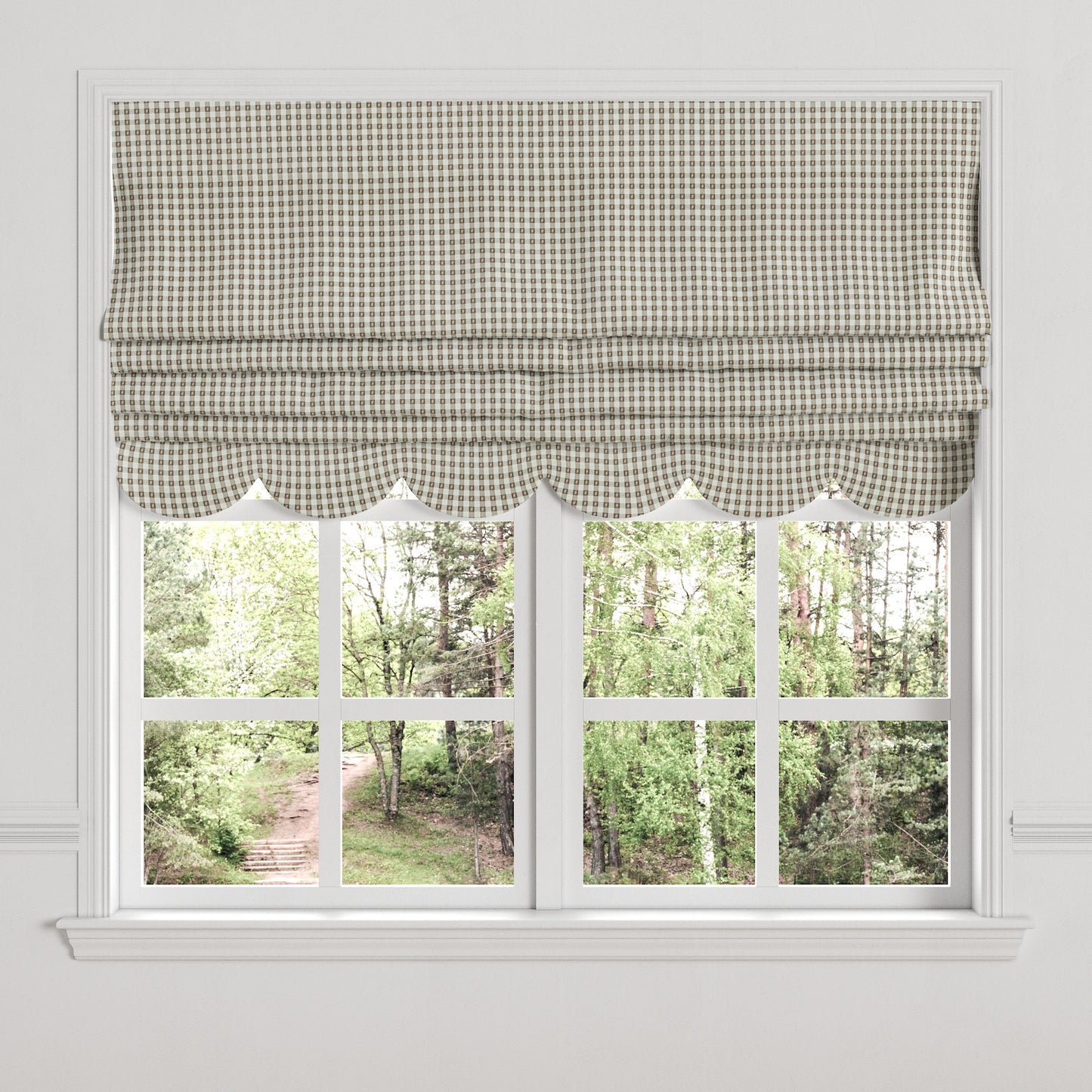 Flat Roman Shade in Luxe Gingham - Chocolate