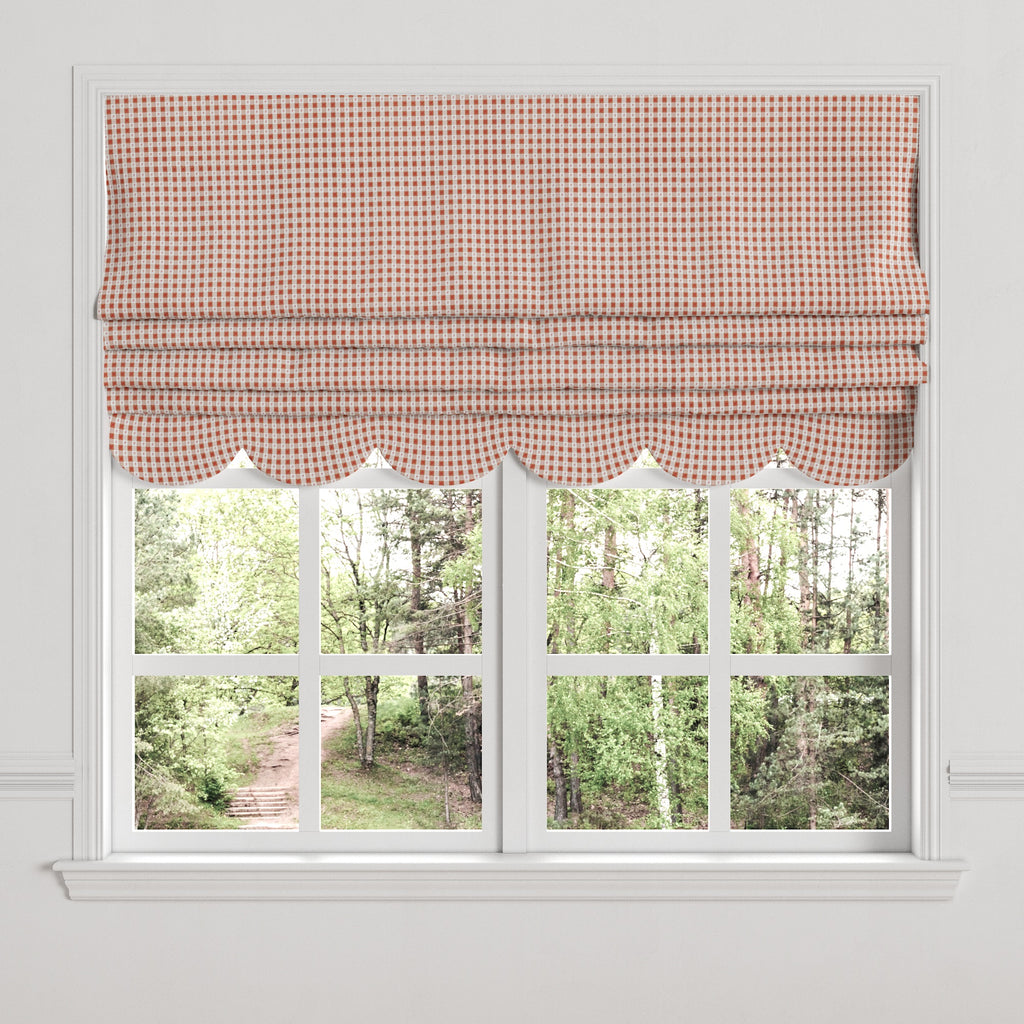 Flat Roman Shade in Luxe Gingham - Red