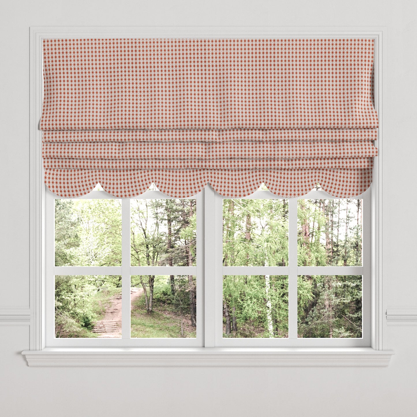 Flat Roman Shade in Luxe Gingham - Red