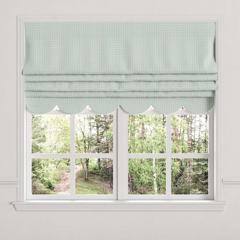 Flat Roman Shade in Luxe Gingham - Spa