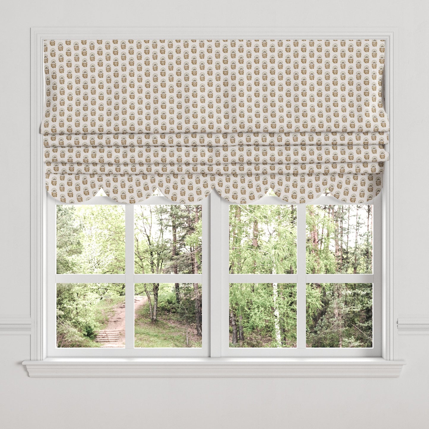 Flat Roman Shade in Mini Florals - Birch