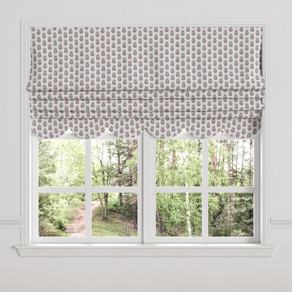 Flat Roman Shade in Mini Florals - Mulberry
