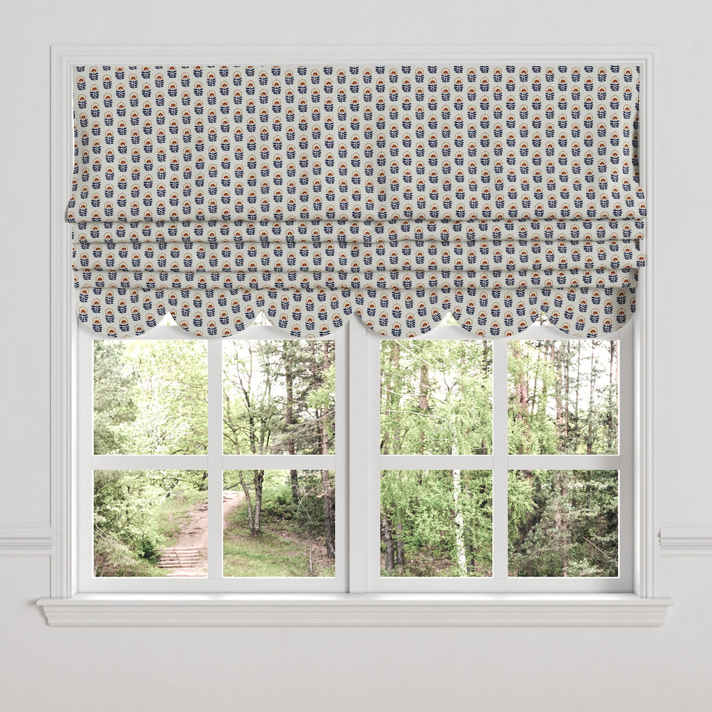 Flat Roman Shade in Mini Florals - Pottery