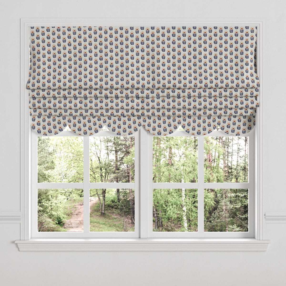 Flat Roman Shade in Mini Florals - Pottery