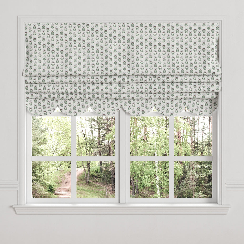 Flat Roman Shade in Mini Florals - Sky Garden