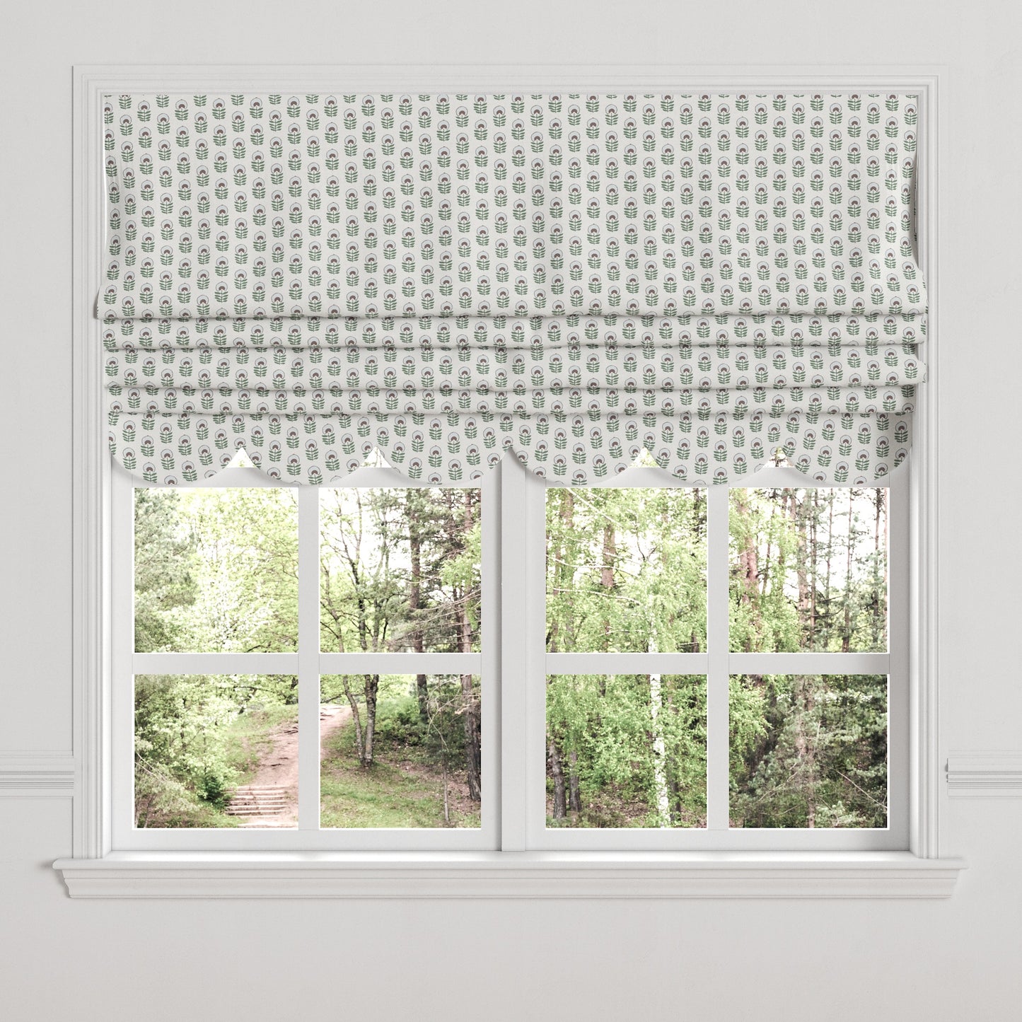Flat Roman Shade in Mini Florals - Sky Garden