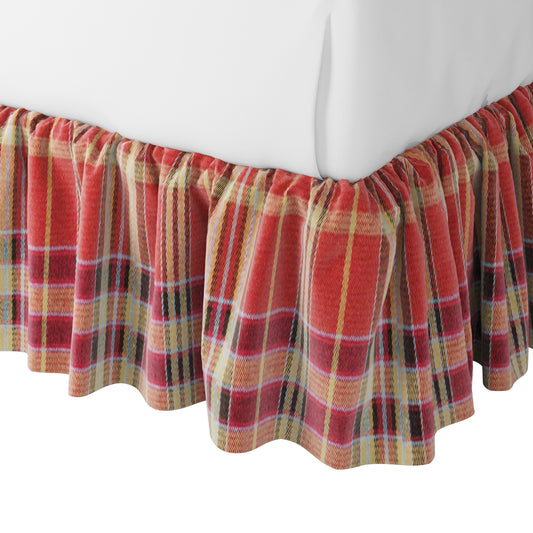 Ruffle Bedskirt in Tartan - Redwood