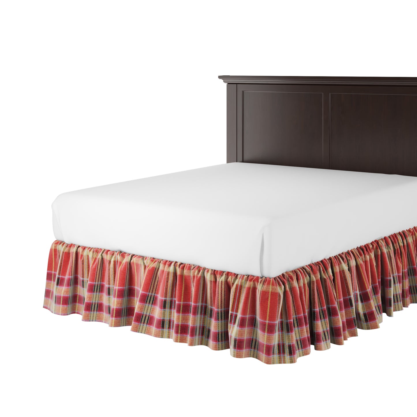 Ruffle Bedskirt in Tartan - Redwood