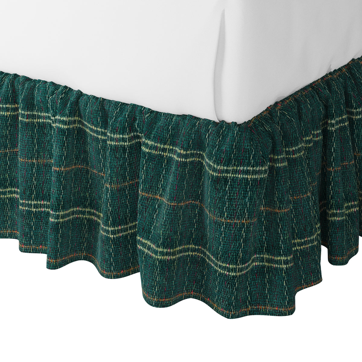 Ruffle Bedskirt in After Hours - Green