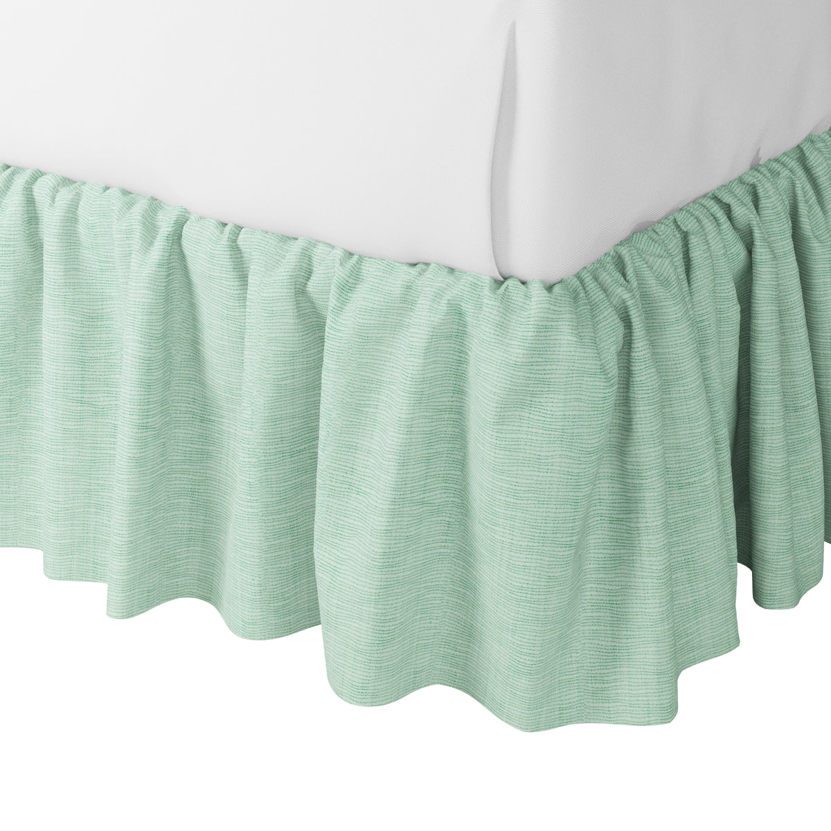 Ruffle Bedskirt in Woven Cotton - Aqua
