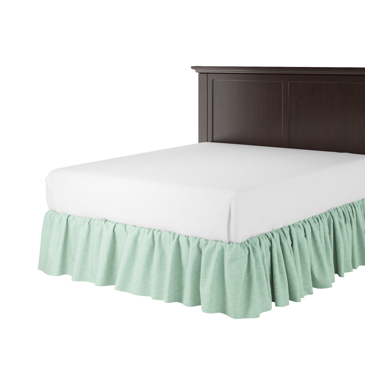 Ruffle Bedskirt in Woven Cotton - Aqua