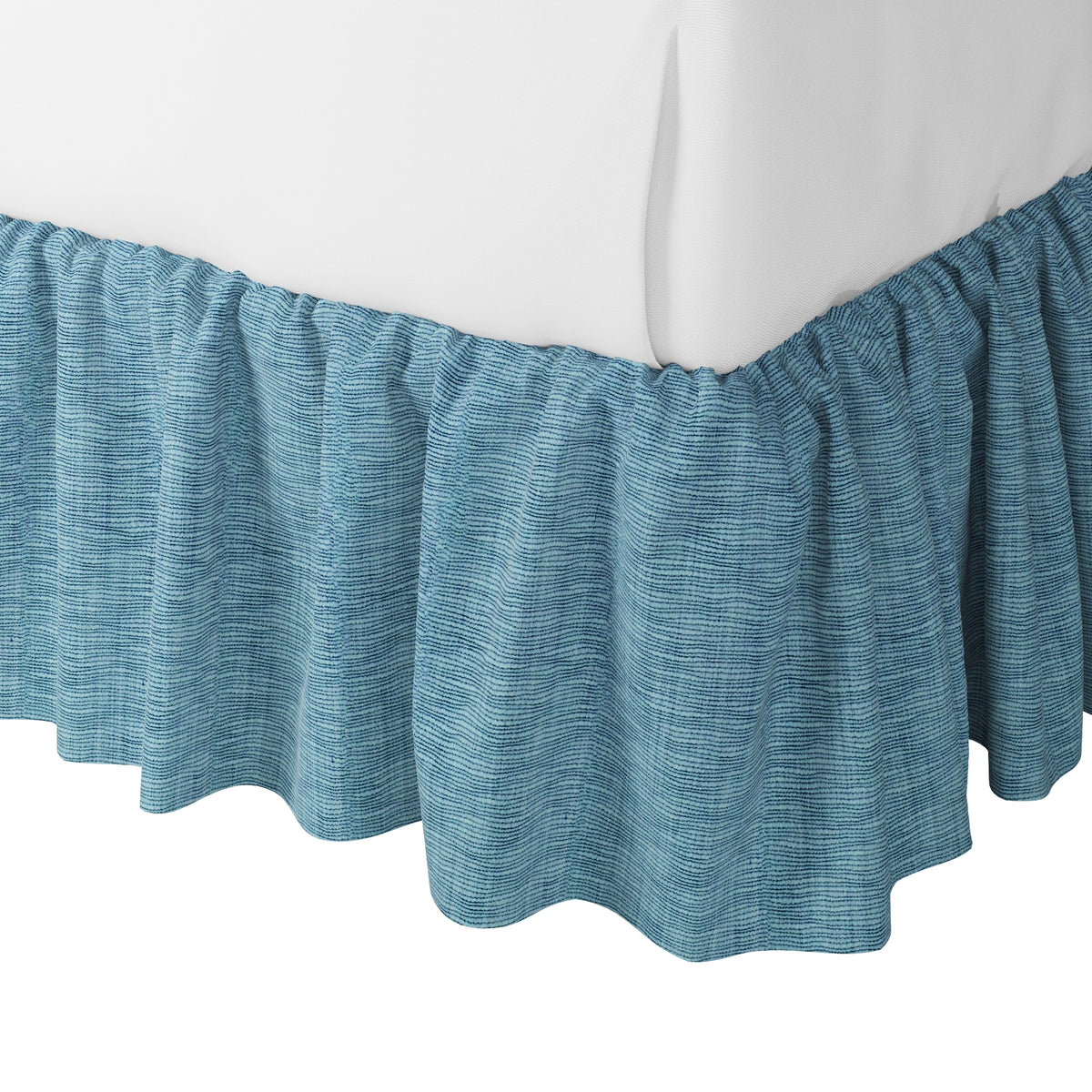Ruffle Bedskirt in Woven Cotton - Deep Blue