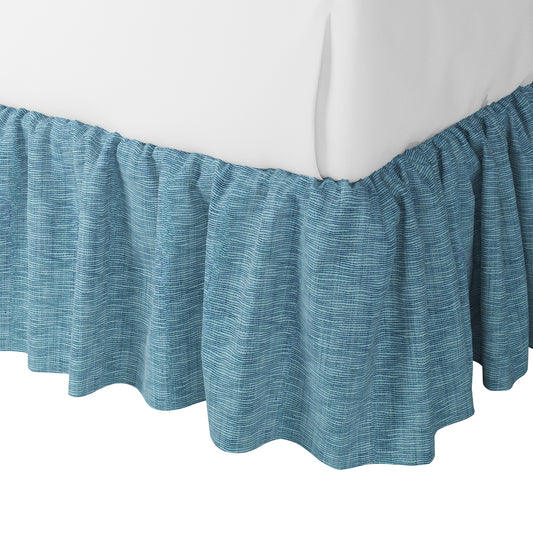 Ruffle Bedskirt in Woven Cotton - Deep Blue