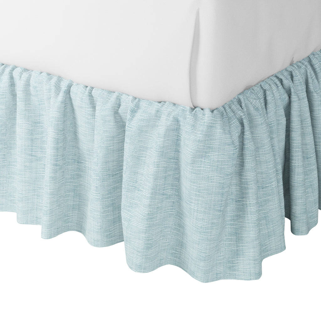 Ruffle Bedskirt in Woven Cotton - Sky Blue
