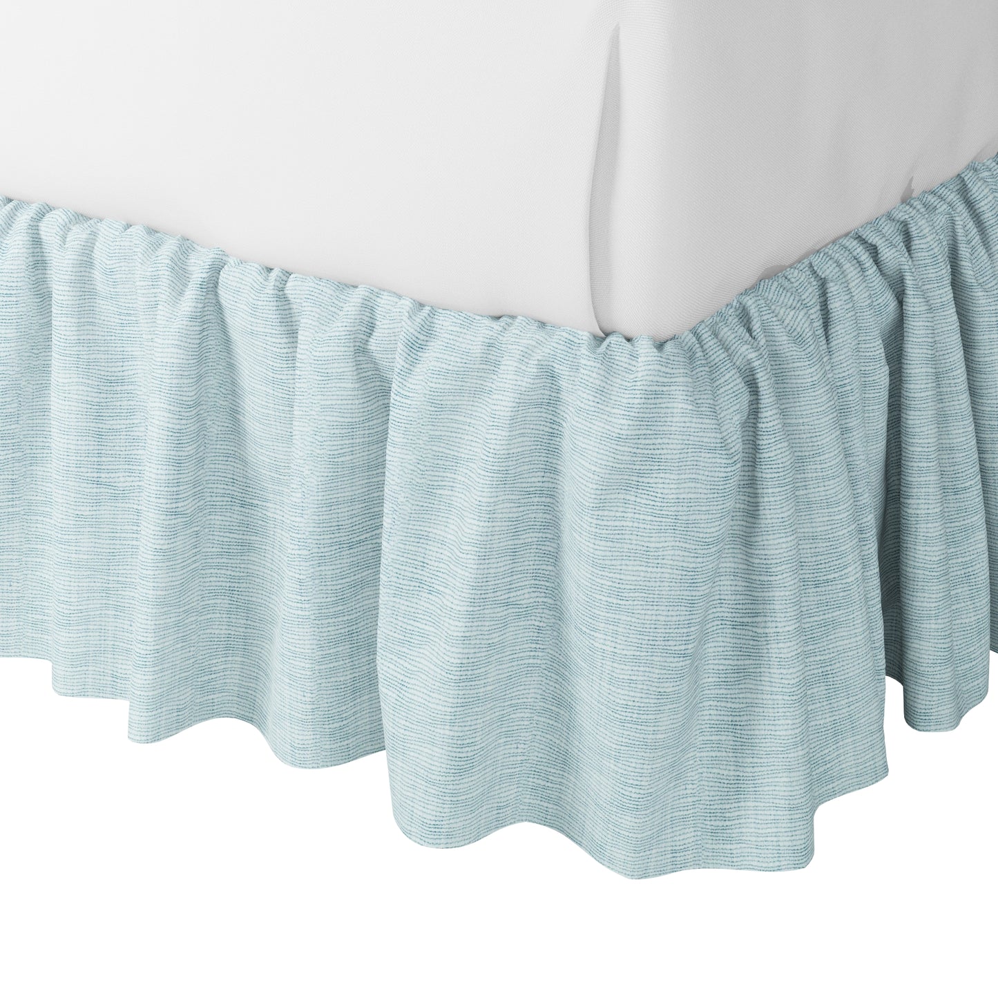 Ruffle Bedskirt in Woven Cotton - Sky Blue
