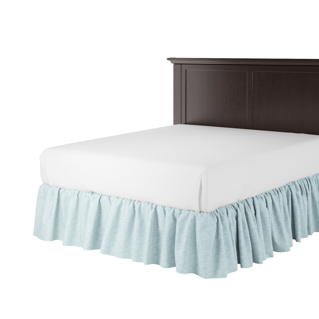 Ruffle Bedskirt in Woven Cotton - Sky Blue
