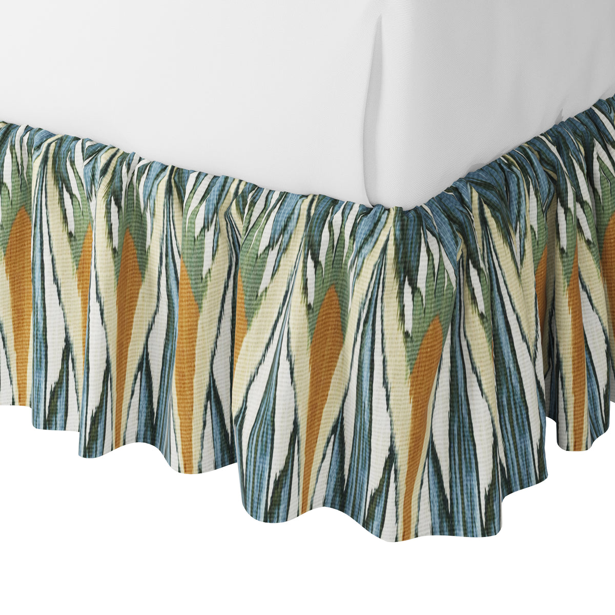 Ruffle Bedskirt in Petal Press - Aquamarine