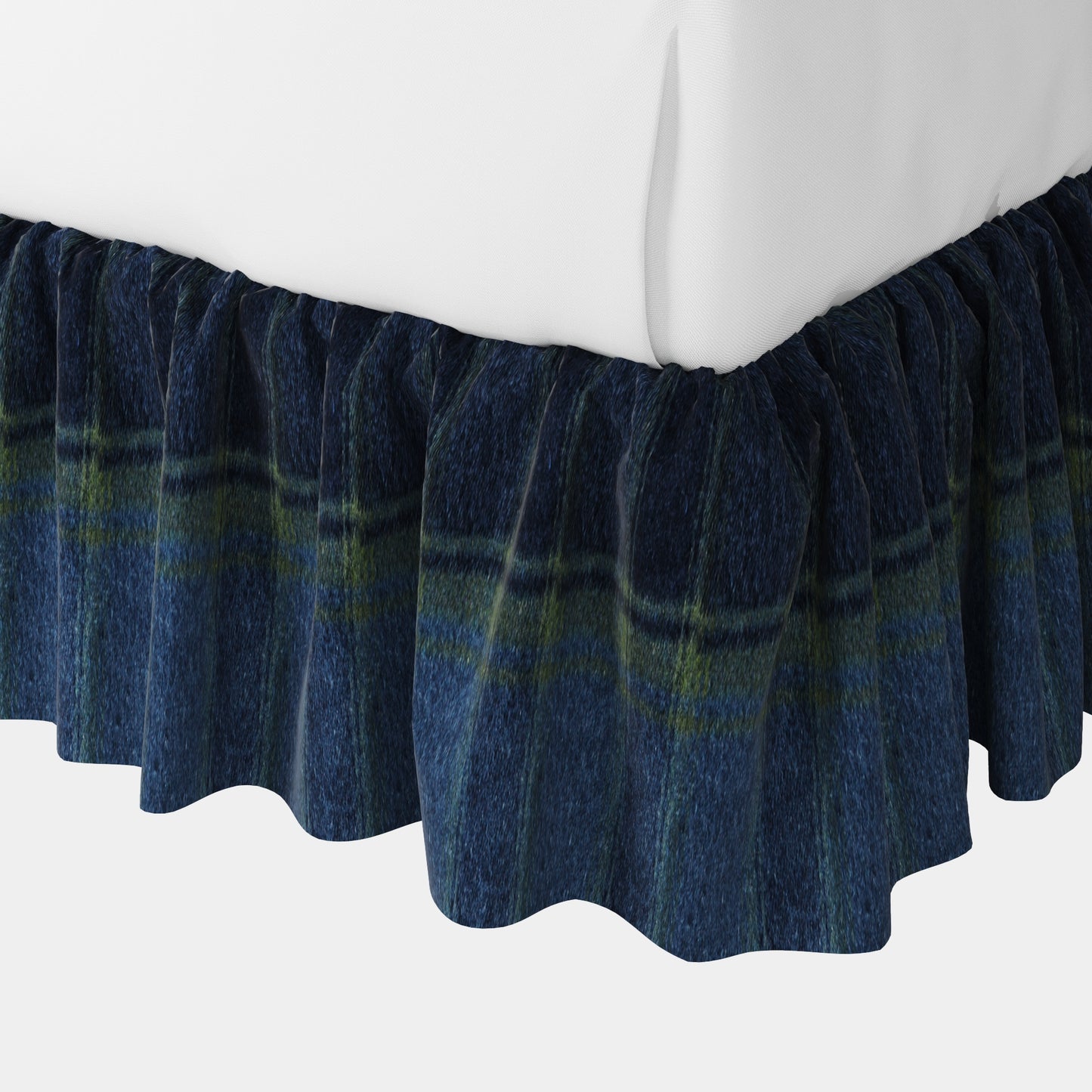 Ruffle Bedskirt in Cozy Cabin - Ink