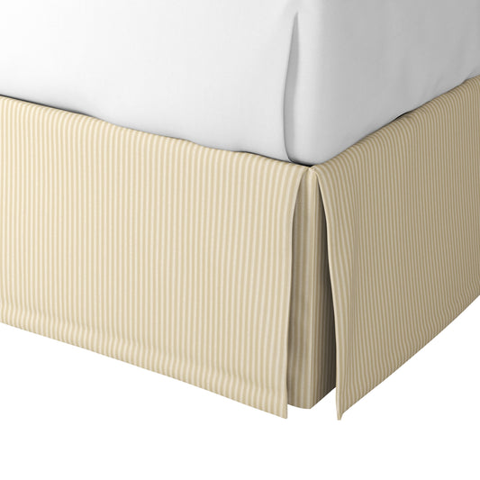 Tailored Bedskirt in Little White Line - Sand