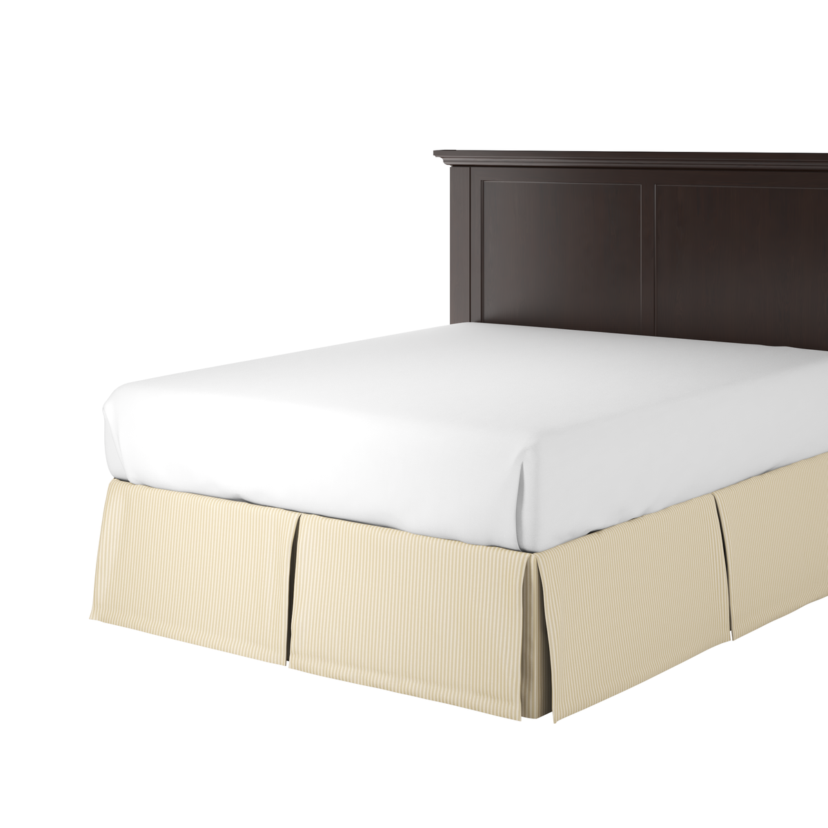 Tailored Bedskirt in Little White Line - Sand