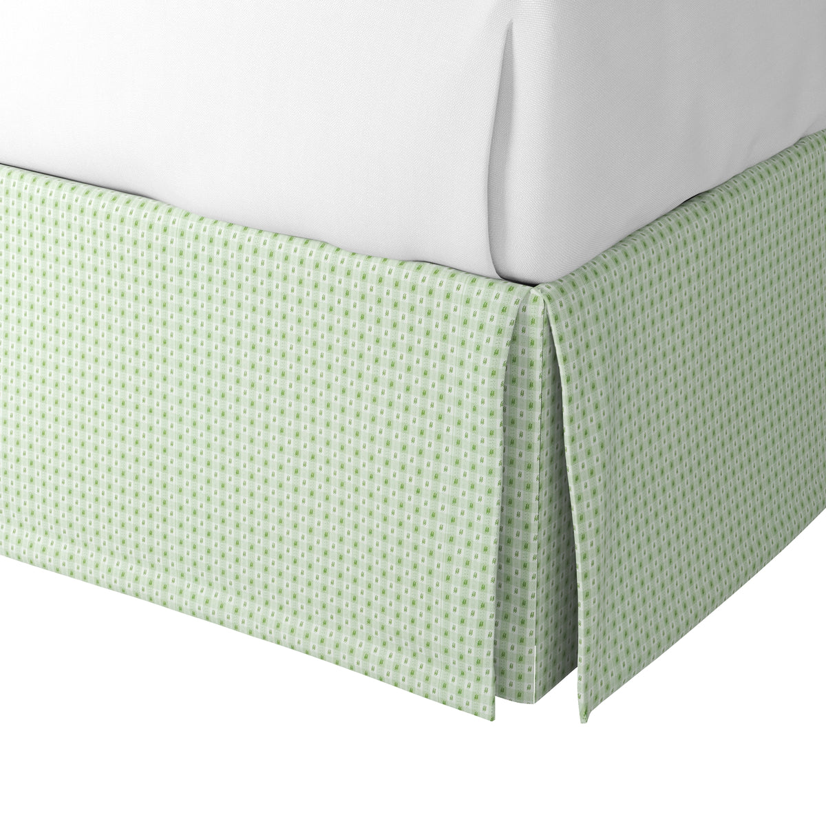 Tailored Bedskirt in Luxe Gingham - Celery