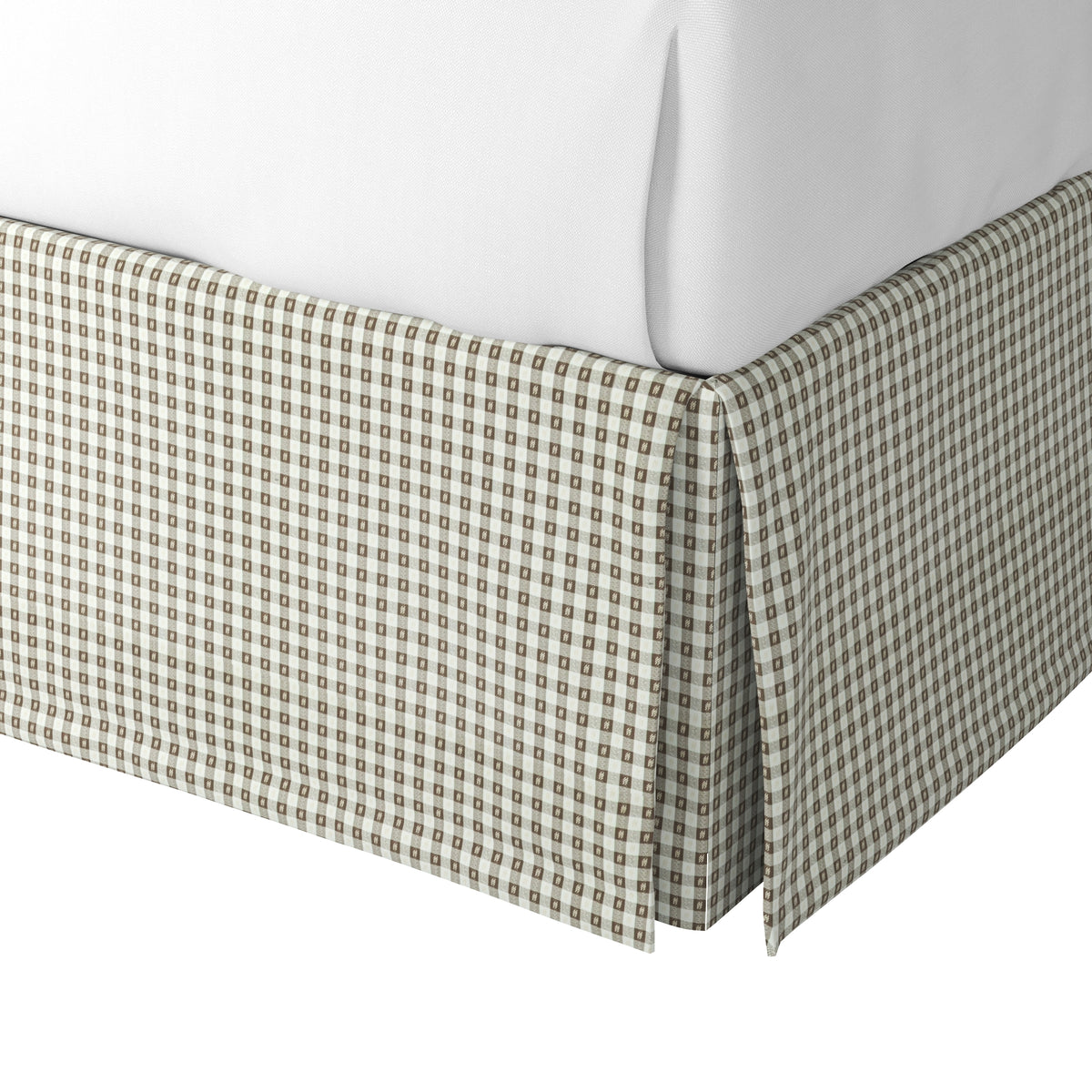Tailored Bedskirt in Luxe Gingham - Chocolate
