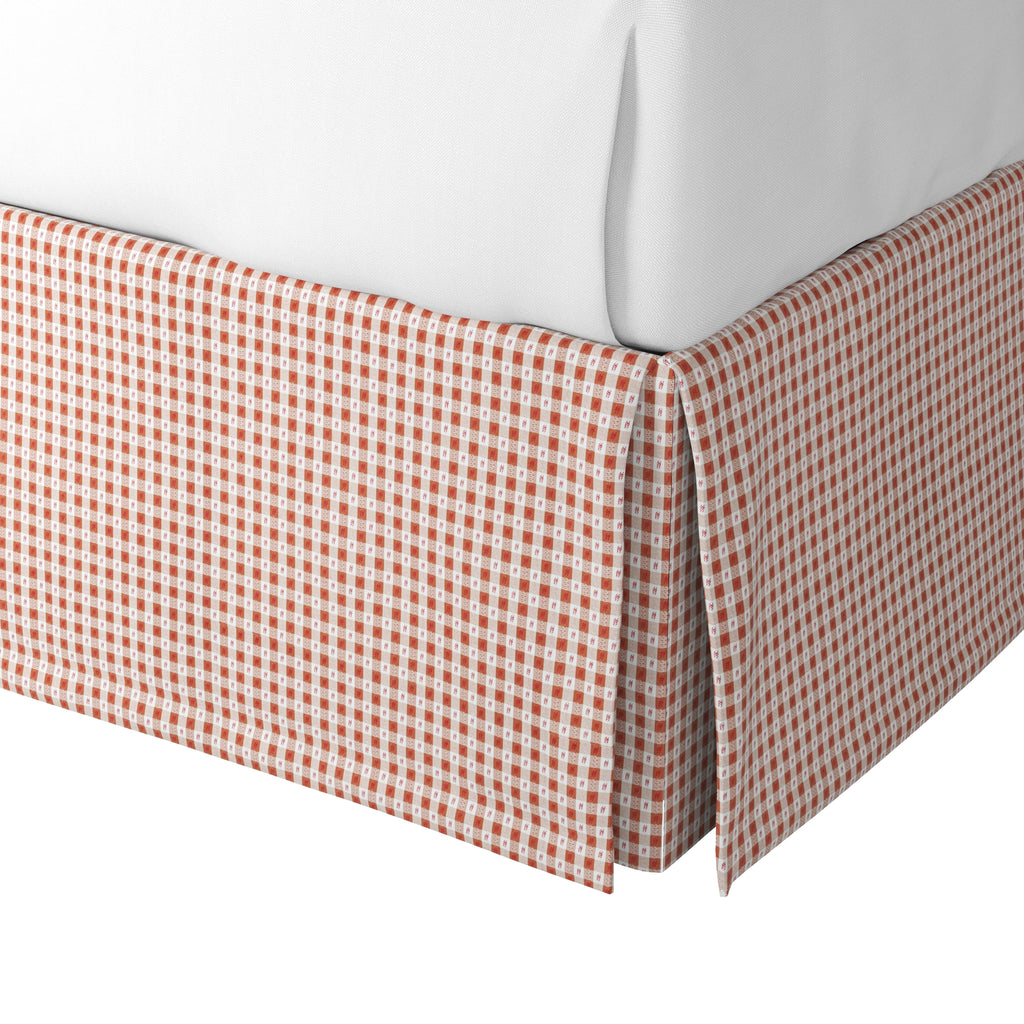 Tailored Bedskirt in Luxe Gingham - Red
