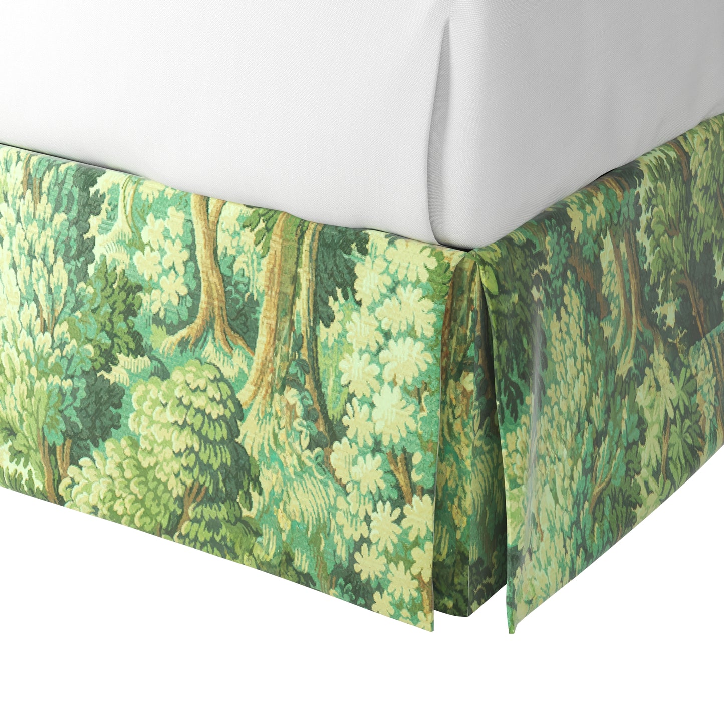 Tailored Bedskirt in Enchanted Forest - Emerald