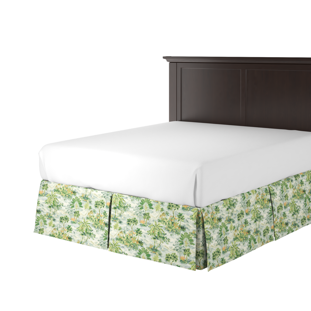Tailored Bedskirt in Tropical Toile - Palm