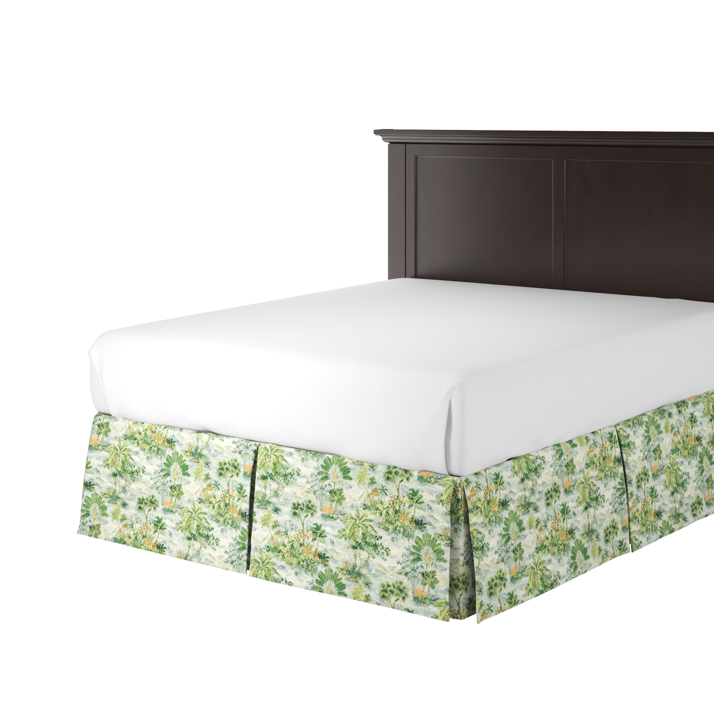 Tailored Bedskirt in Tropical Toile - Palm