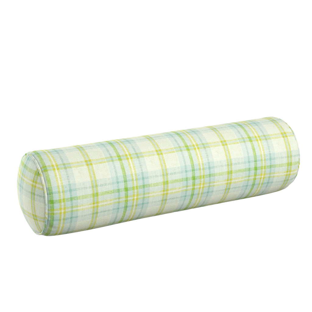 Bolster Pillow in Summer Plaid - Seaglass