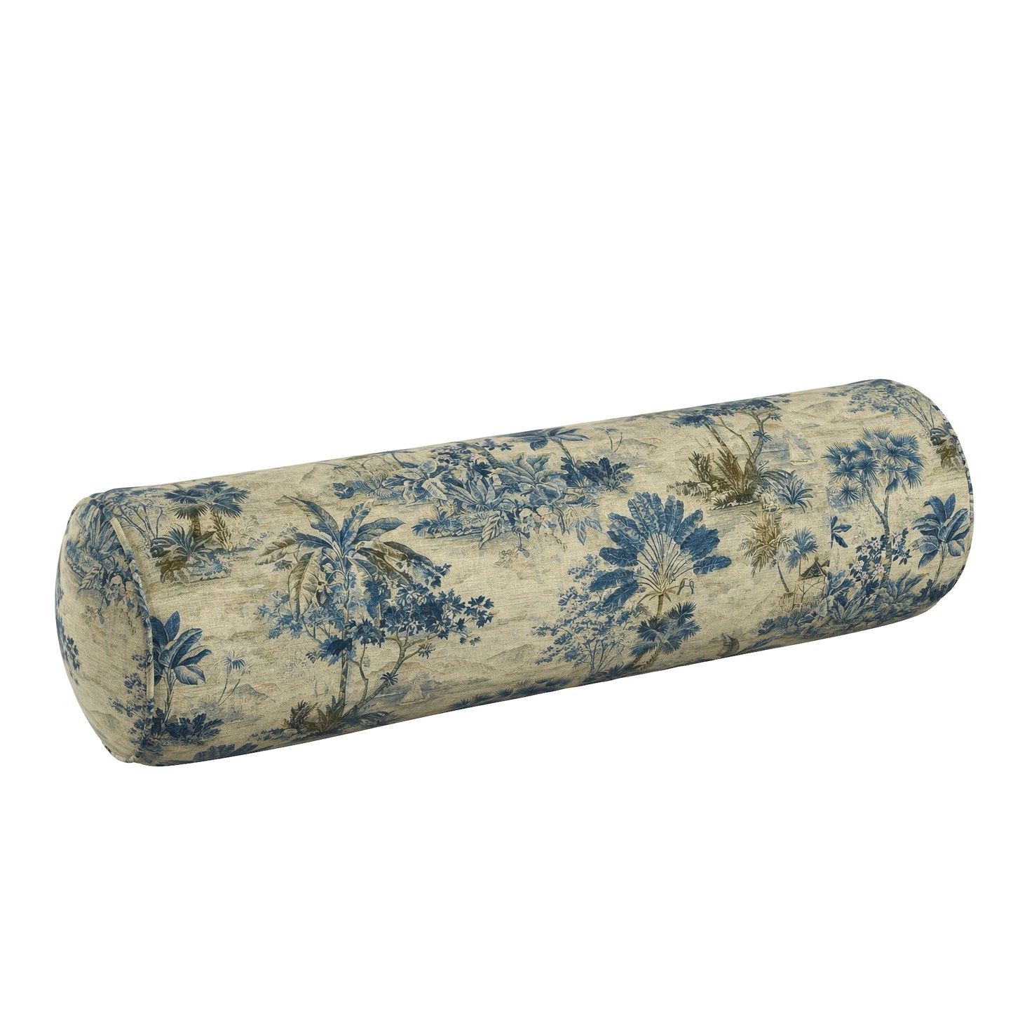 Bolster Pillow in Tropical Toile - Lagoon