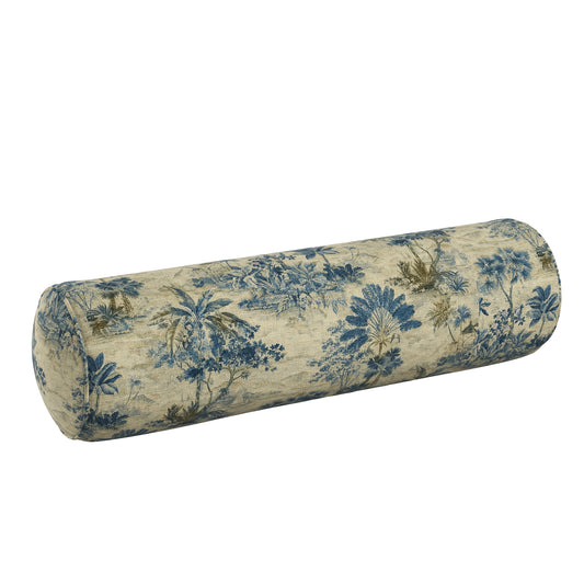 Bolster Pillow in Tropical Toile - Lagoon