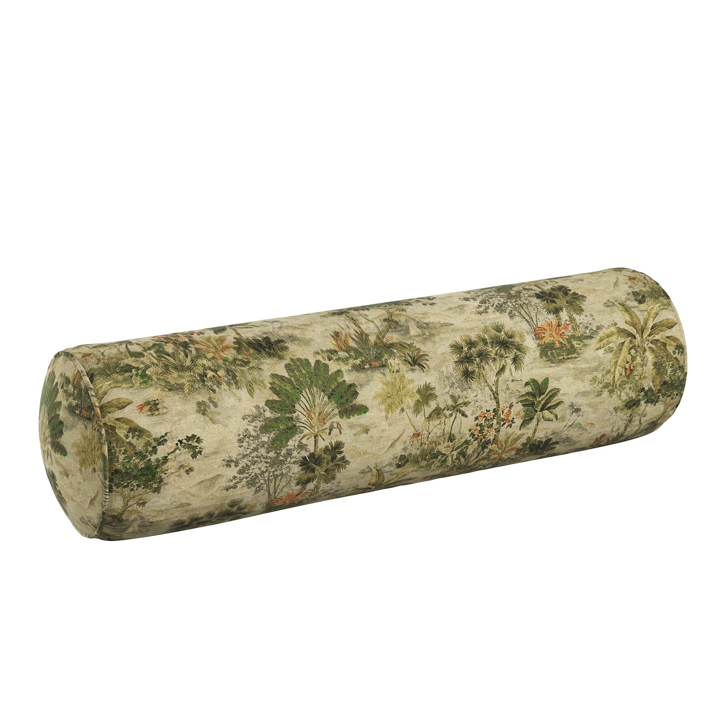 Bolster Pillow in Tropical Toile - Moonstone