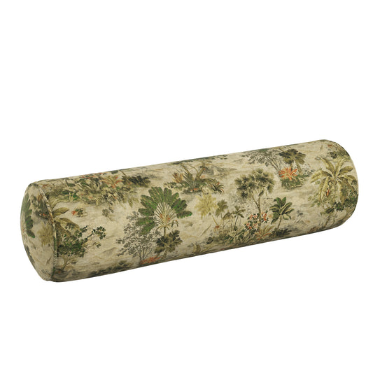 Bolster Pillow in Tropical Toile - Moonstone