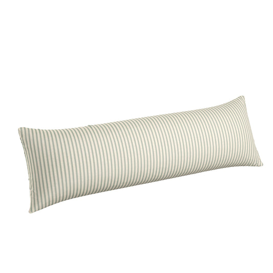 Large Lumbar Pillow in Little White Line - Seaglass