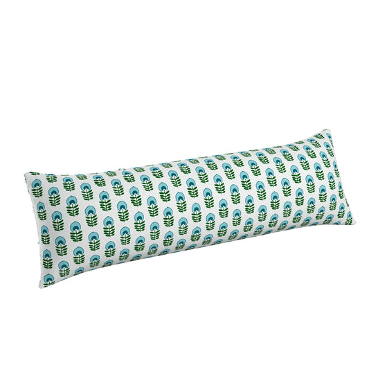 Large Lumbar Pillow in Mini Florals - Mountain Teal