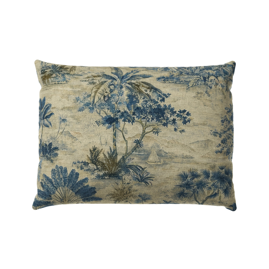 Boudoir Pillow in Tropical Toile - Lagoon