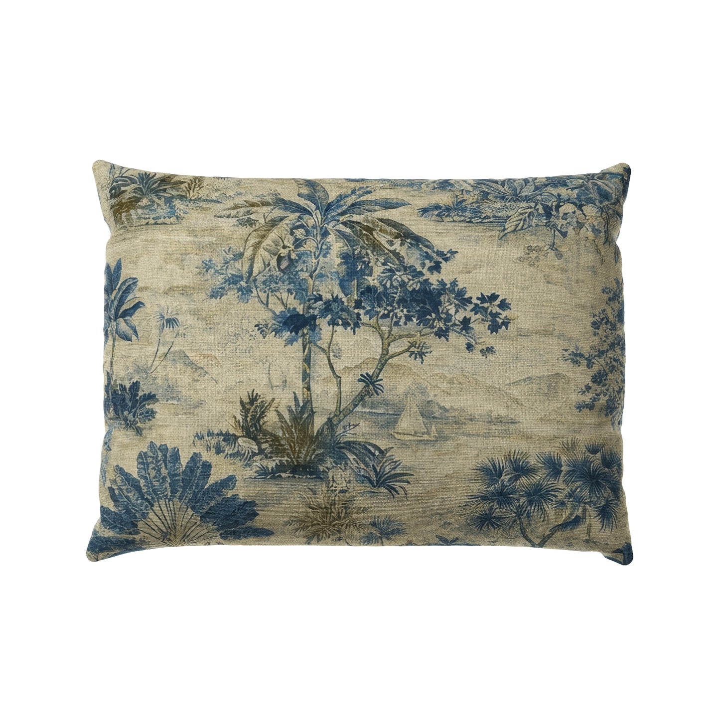 Boudoir Pillow in Tropical Toile - Lagoon