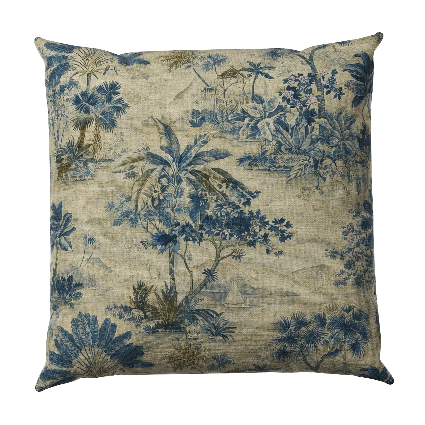 Euro Sham in Tropical Toile - Lagoon